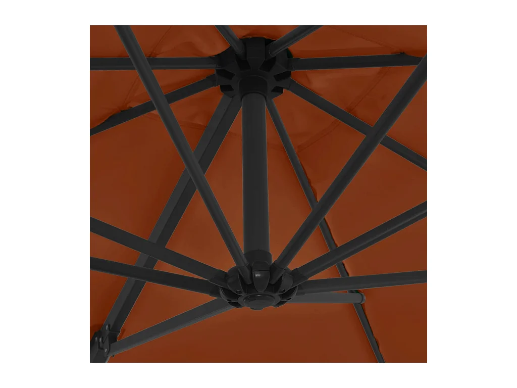 Parasol déporté avec mât en acier Terre cuite 250x250