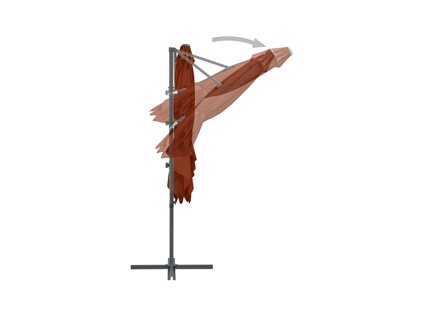 Parasol déporté avec mât en acier Terre cuite 250x250