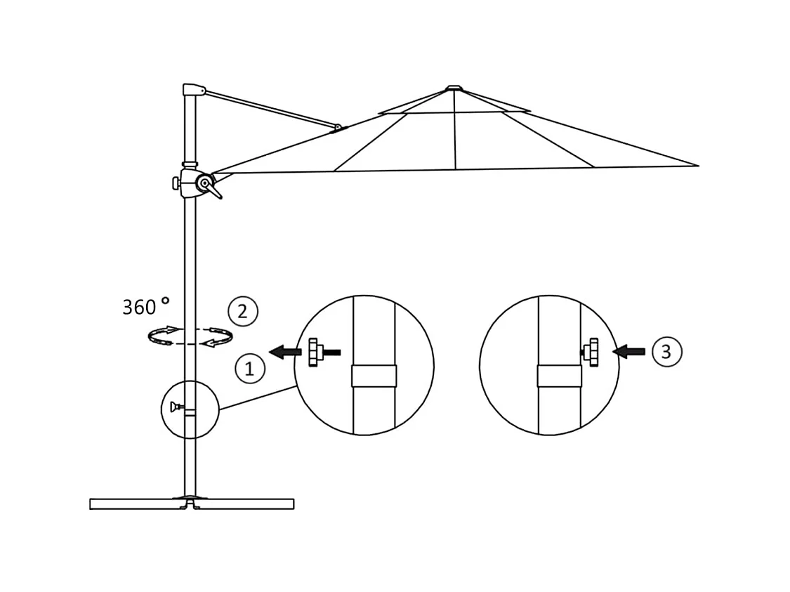 Parasol déporté avec mât en acier Terre cuite 250x250