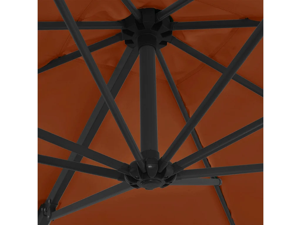 Parasol déporté avec mât en acier Terre cuite 250x250