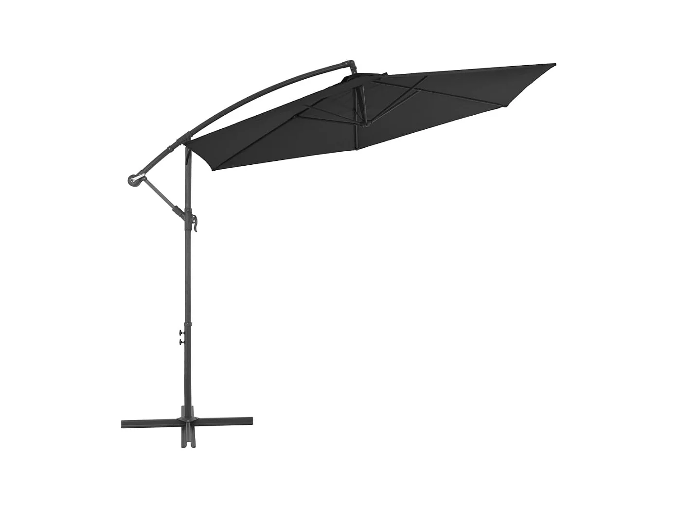Parasol déporté avec mât en aluminium 300cm Noir