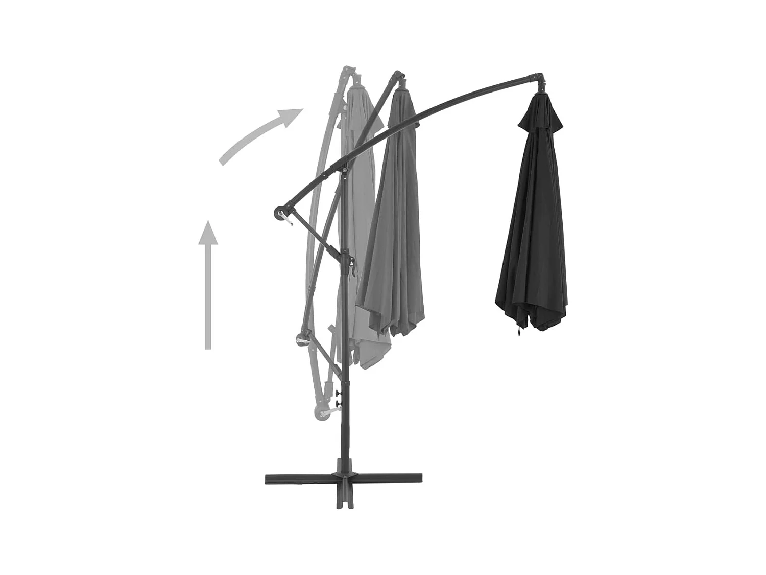 Parasol déporté avec mât en aluminium 300cm Noir