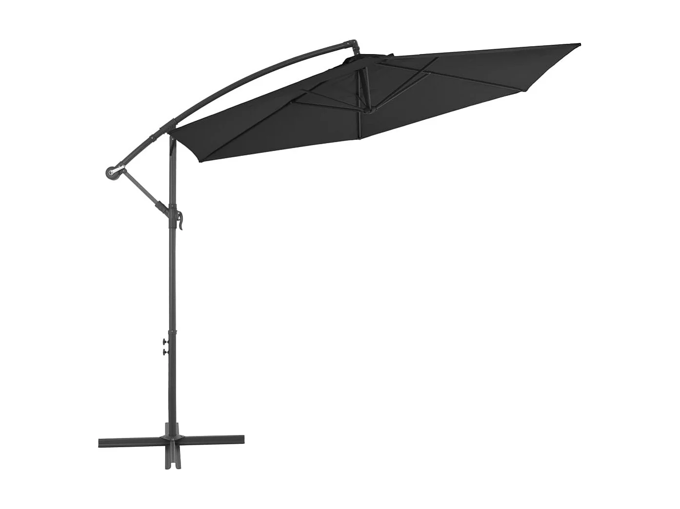 Parasol déporté avec mât en aluminium 300cm Noir