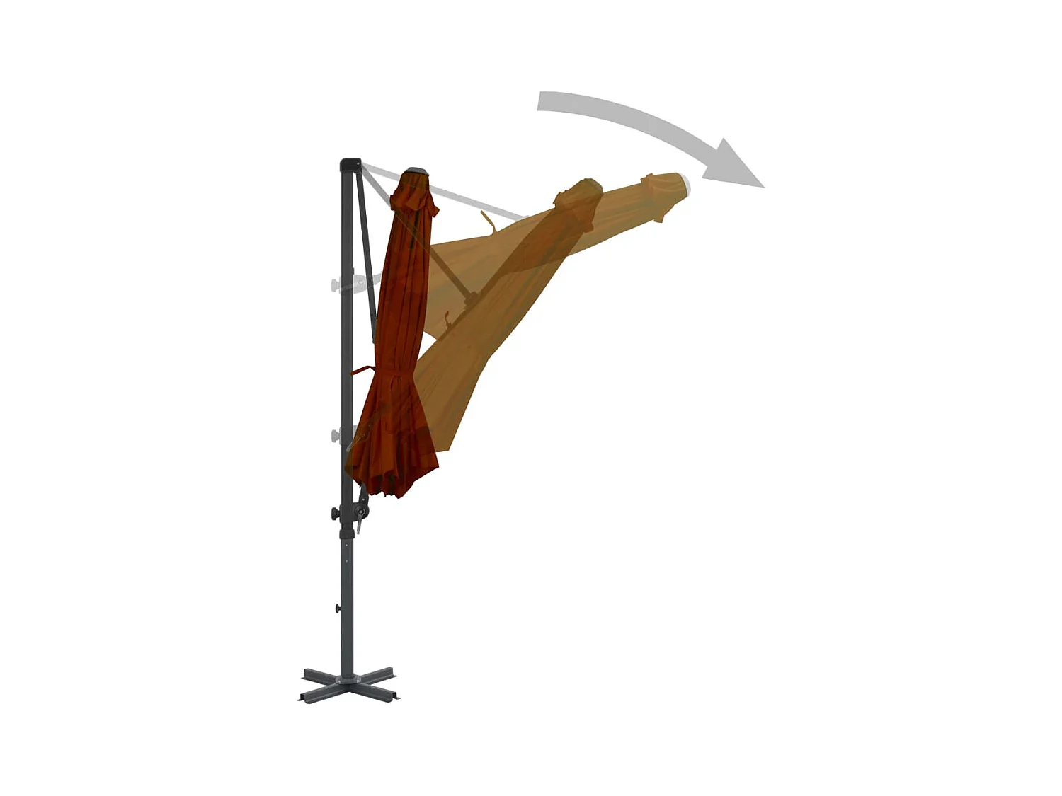 Parasol déporté avec mât en aluminium Terre cuite 300cm