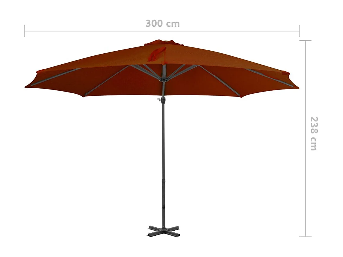 Parasol déporté avec mât en aluminium Terre cuite 300cm