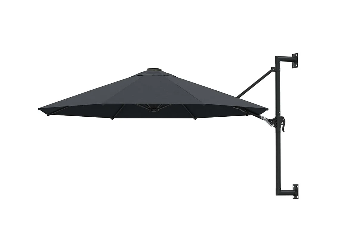 Parasol mural avec mât métallique 300cm Anthracite