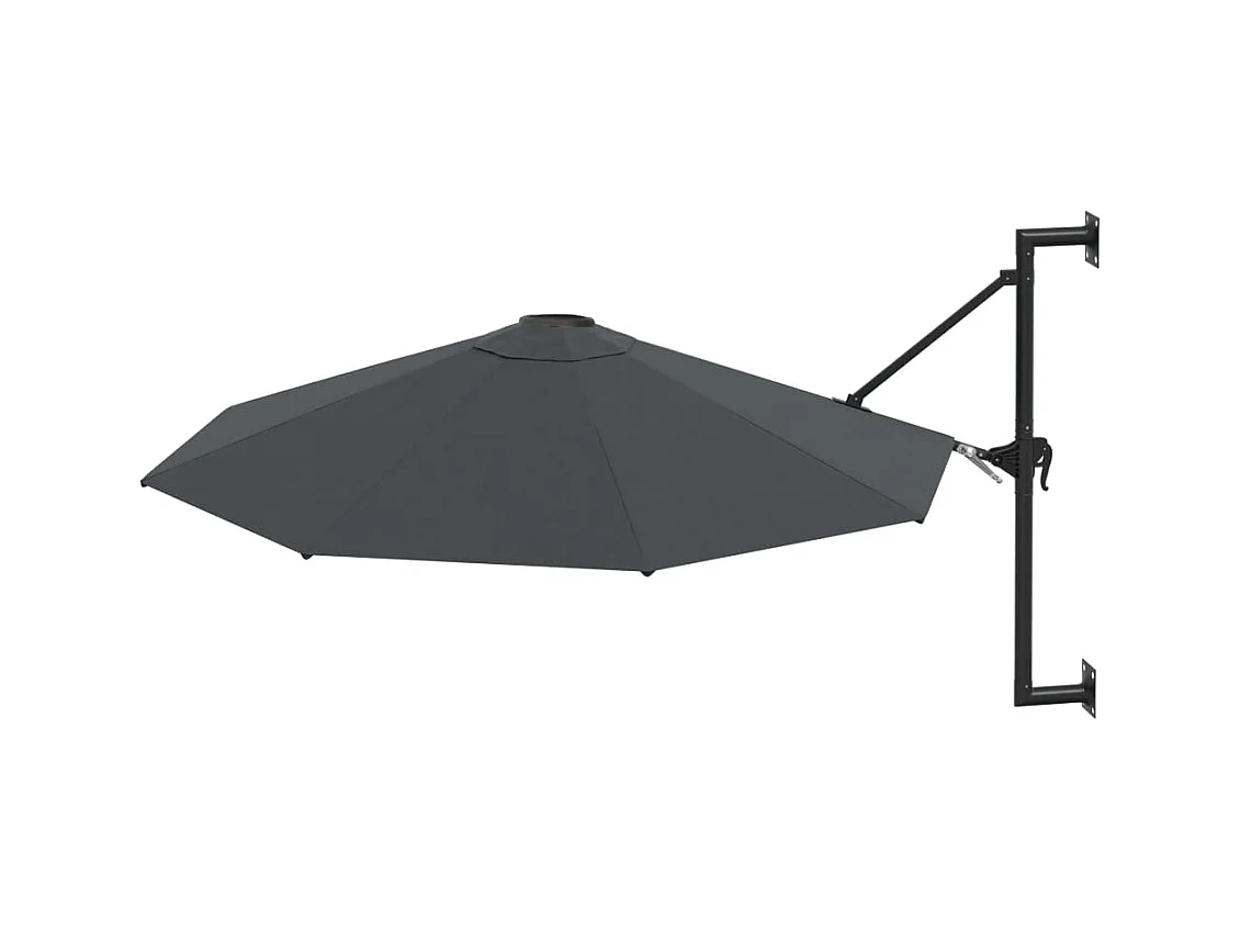 Parasol mural avec mât métallique 300cm Anthracite