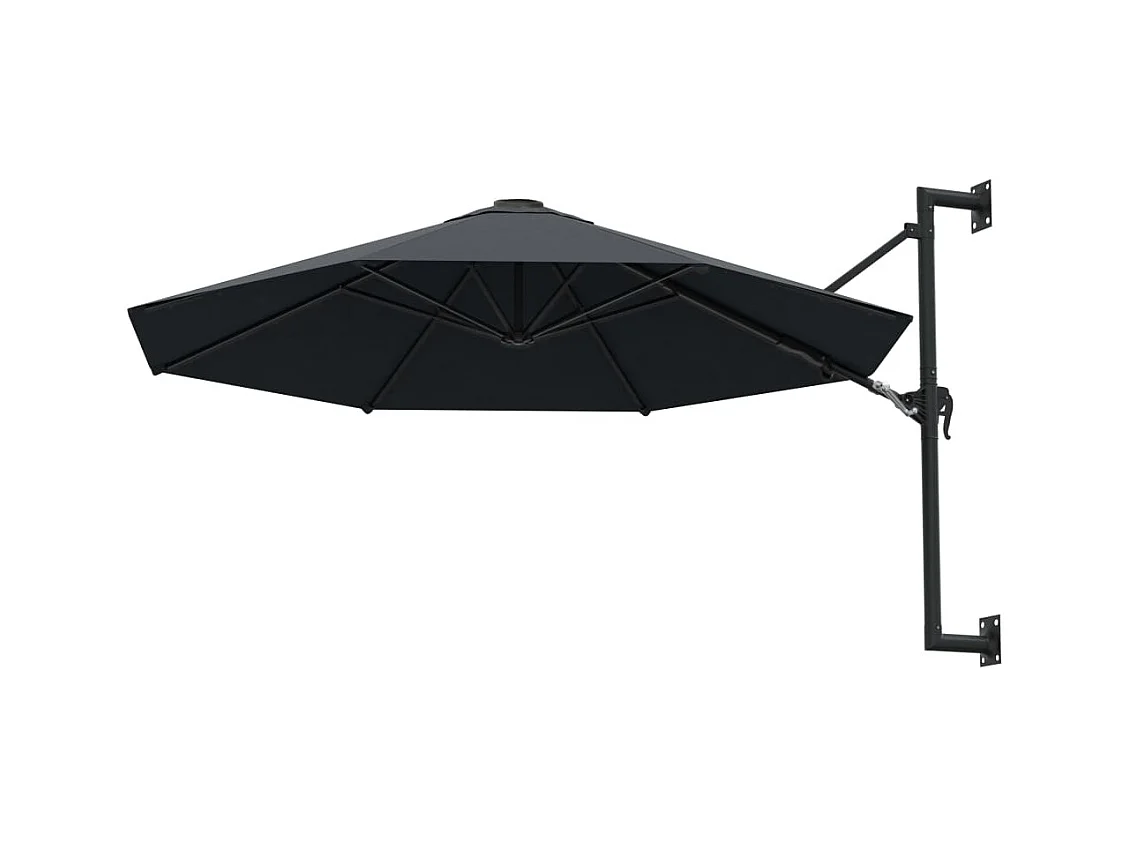 Parasol mural avec mât métallique 300cm Anthracite