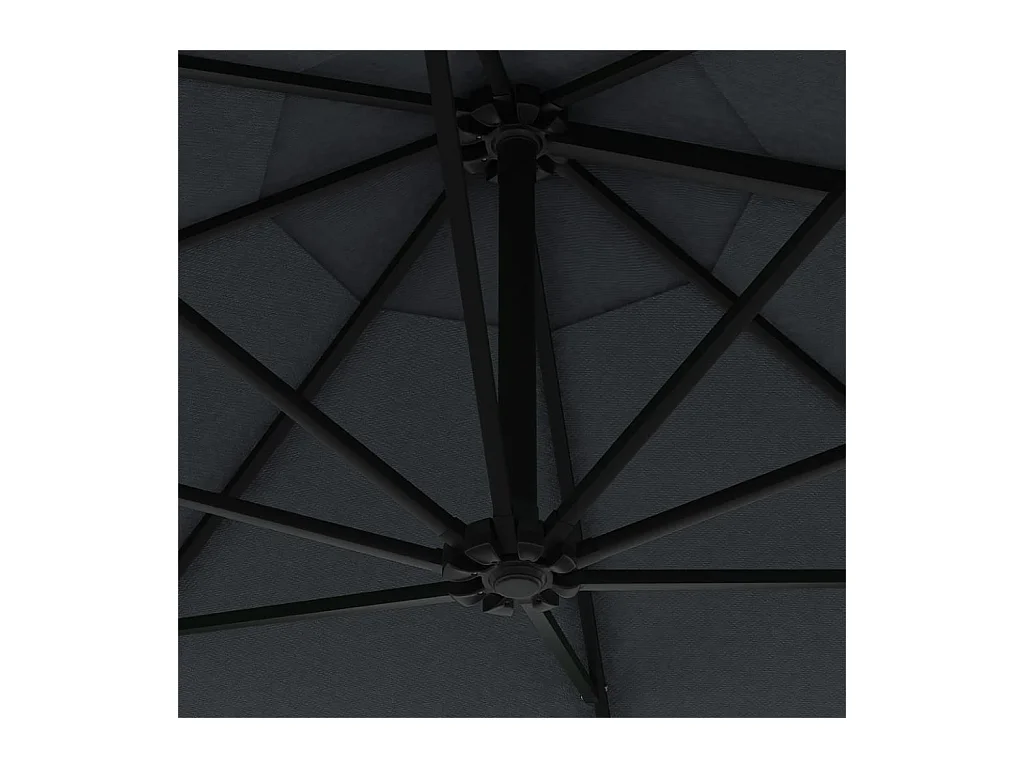 Parasol mural avec mât métallique 300cm Anthracite