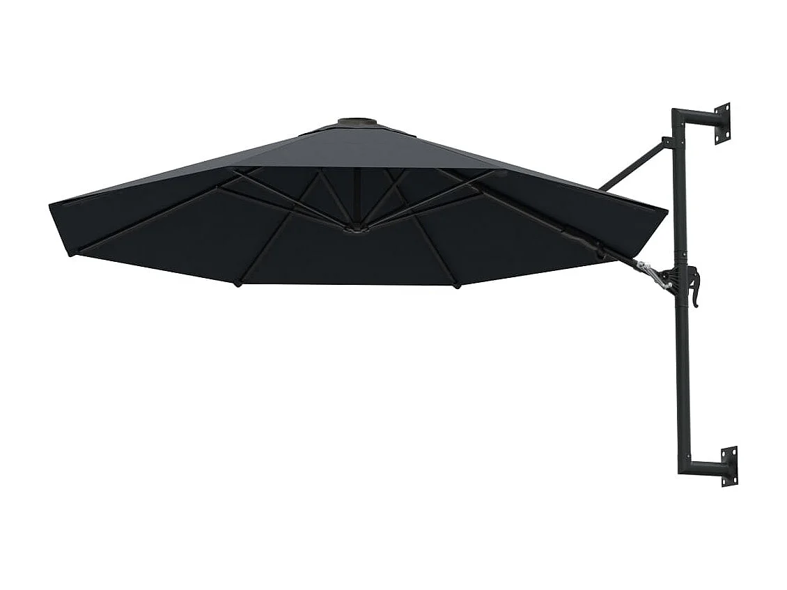 Parasol mural avec mât métallique 300cm Anthracite