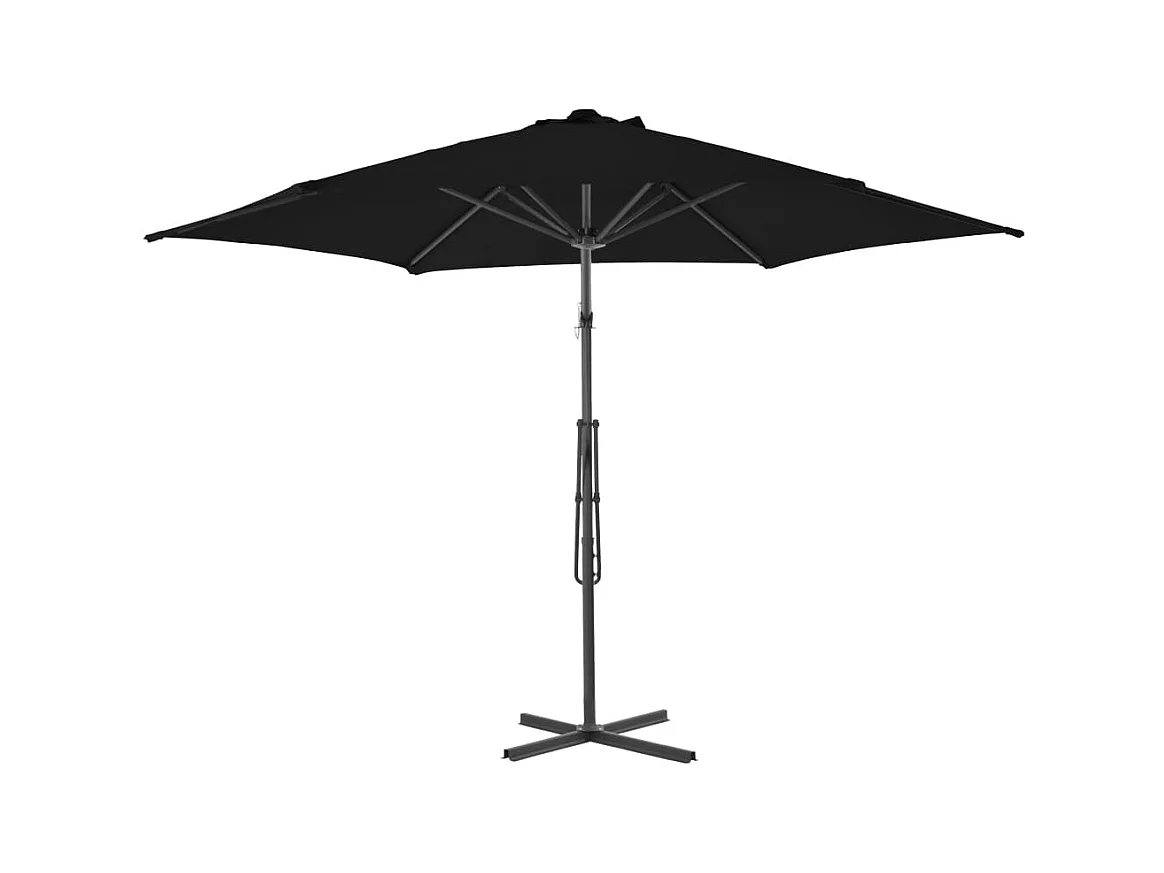 Parasol d'extérieur déporté avec mât en acier Noir 300x230