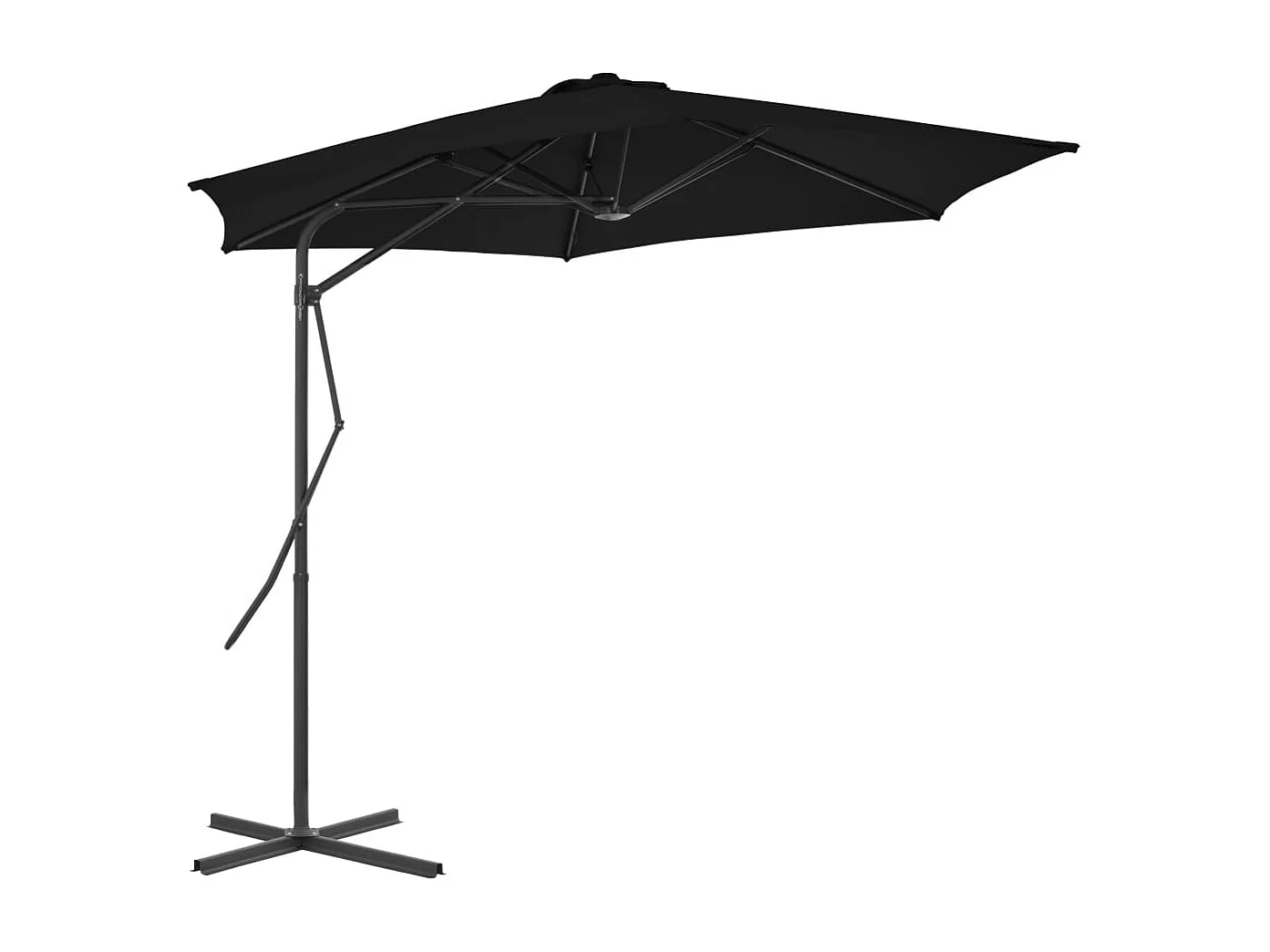 Parasol d'extérieur déporté avec mât en acier Noir 300x230
