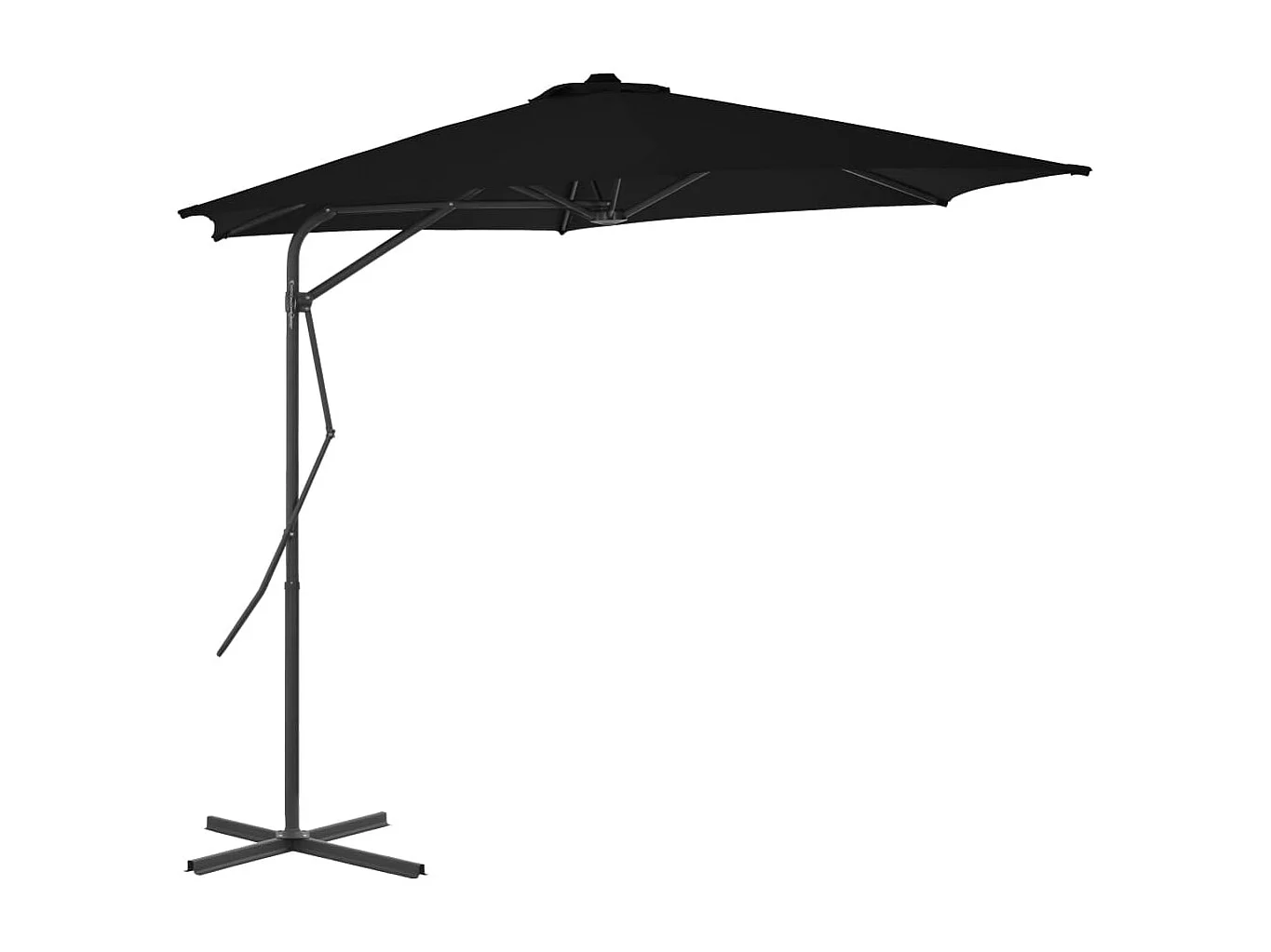 Parasol d'extérieur déporté avec mât en acier Noir 300x230