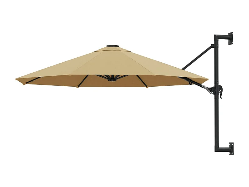 Parasol mural avec mât métallique 300cm Taupe