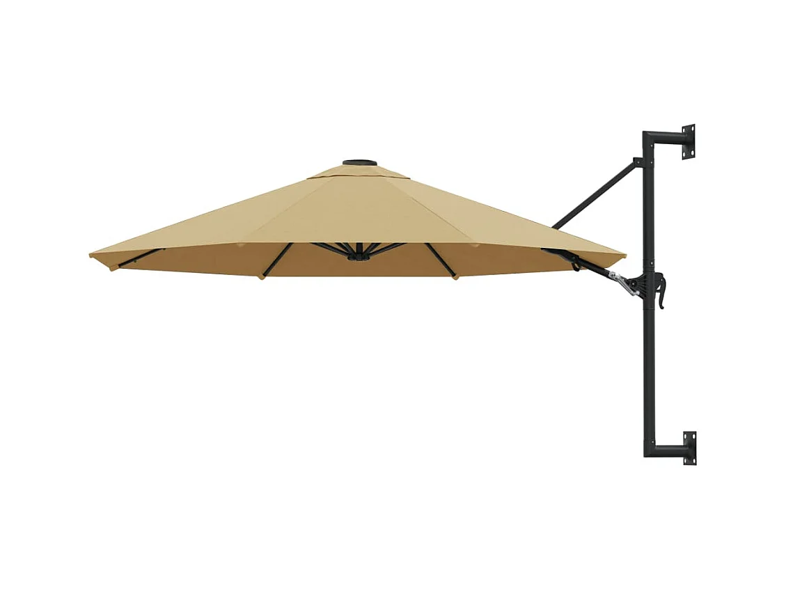 Parasol mural avec mât métallique 300cm Taupe