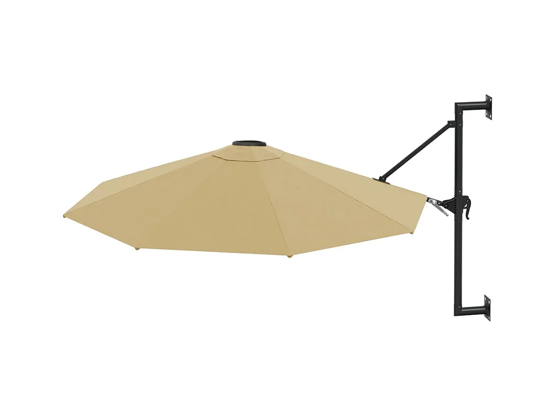 Parasol mural avec mât métallique 300cm Taupe