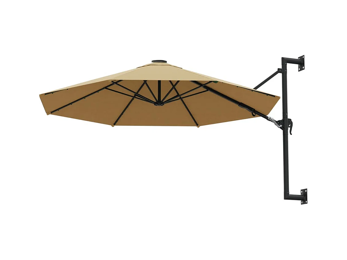 Parasol mural avec mât métallique 300cm Taupe