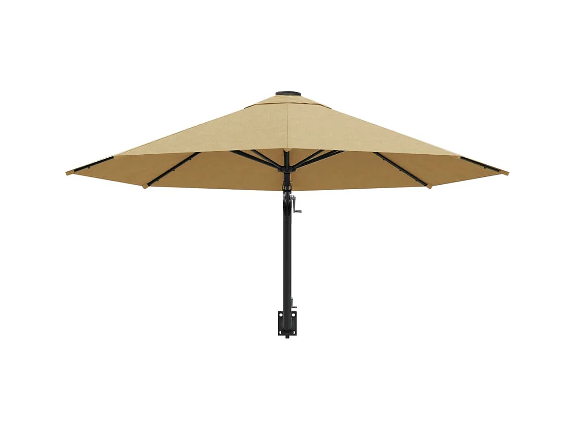 Parasol mural avec mât métallique 300cm Taupe