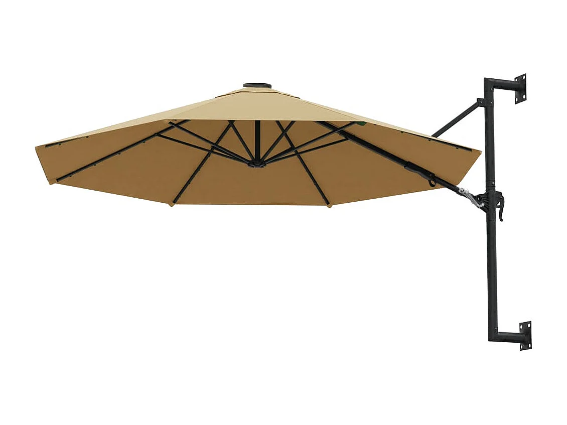 Parasol mural avec mât métallique 300cm Taupe