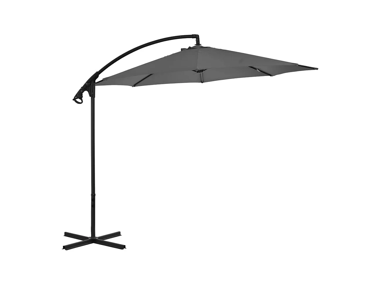 Parasol en porte-à-feux avec poteau Acier 300cm Anthracite
