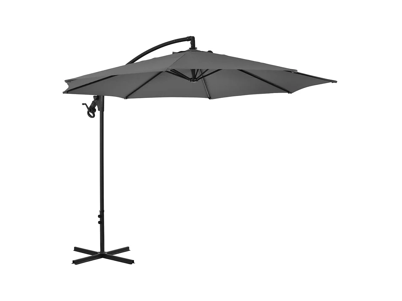 Parasol en porte-à-feux avec poteau Acier 300cm Anthracite