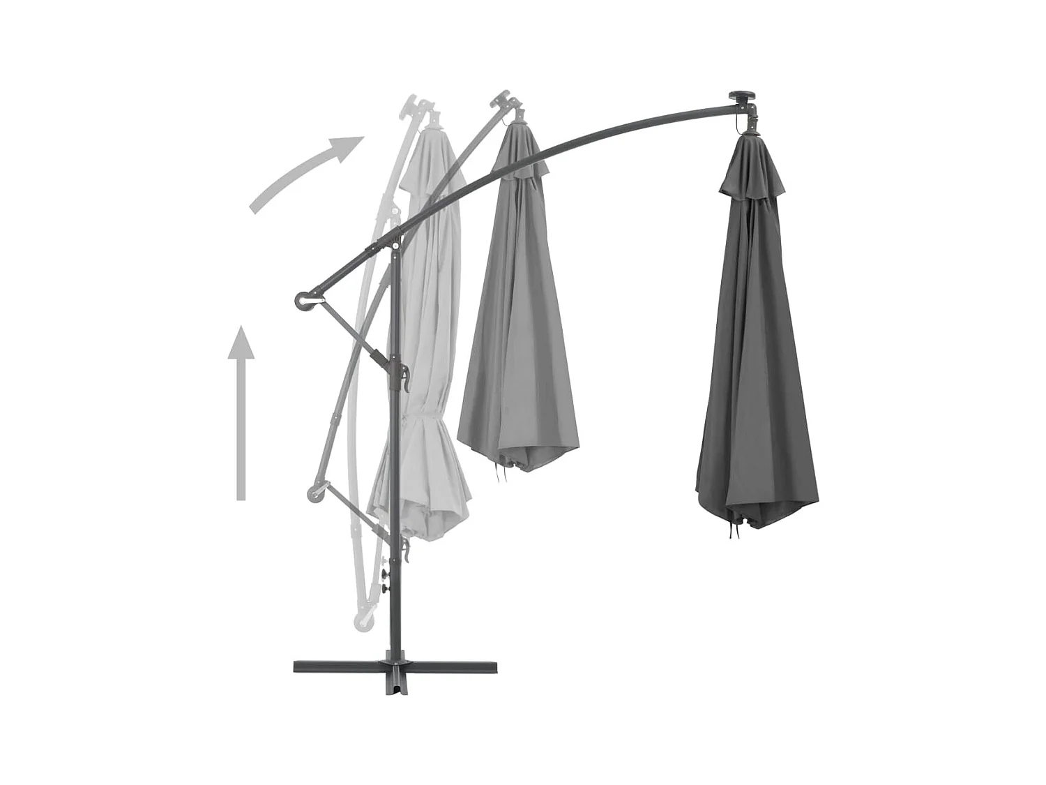 Parasol en porte-à-feux avec poteau Acier 300cm Anthracite