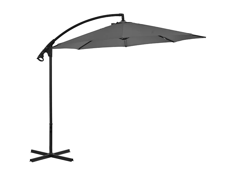 Parasol en porte-à-feux avec poteau Acier 300cm Anthracite