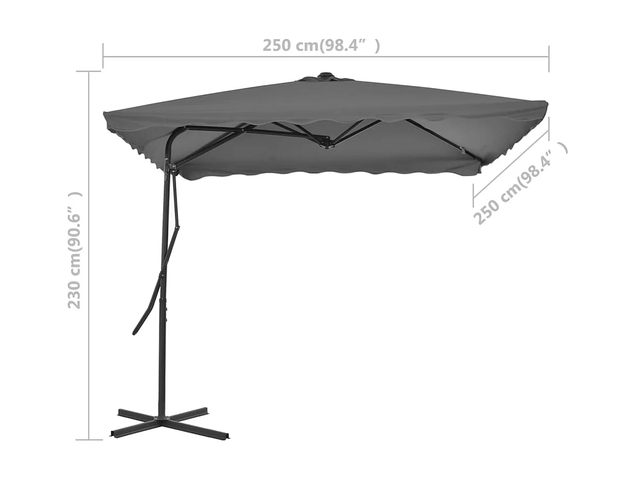 Parasol d'extérieur déporté avec mât en acier 250x250 Anthracite