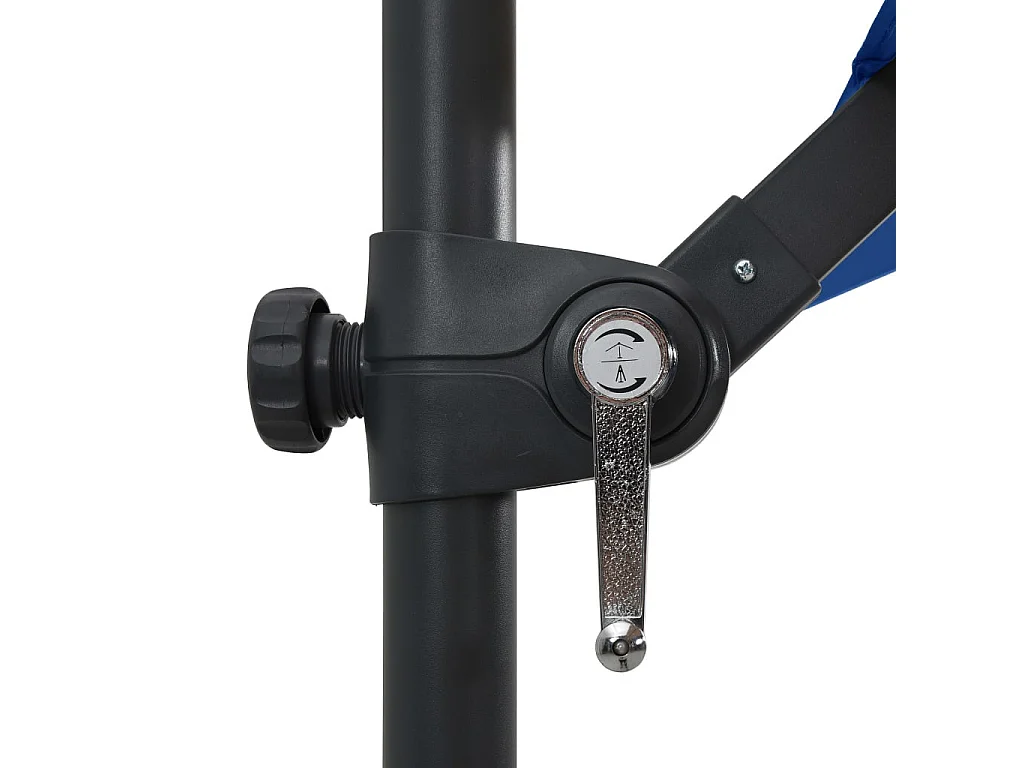 Parasol déporté avec LED et mât en acier 250x250 Bleu azuré