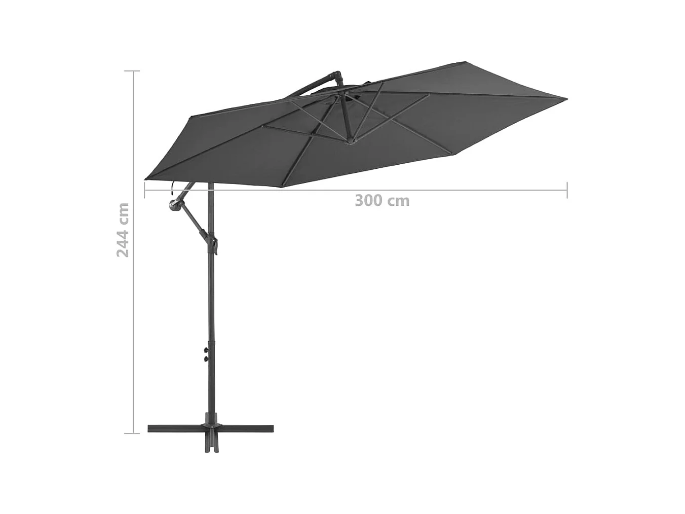 Parasol en porte-à-feux avec poteau Aluminium 300cm Anthracite