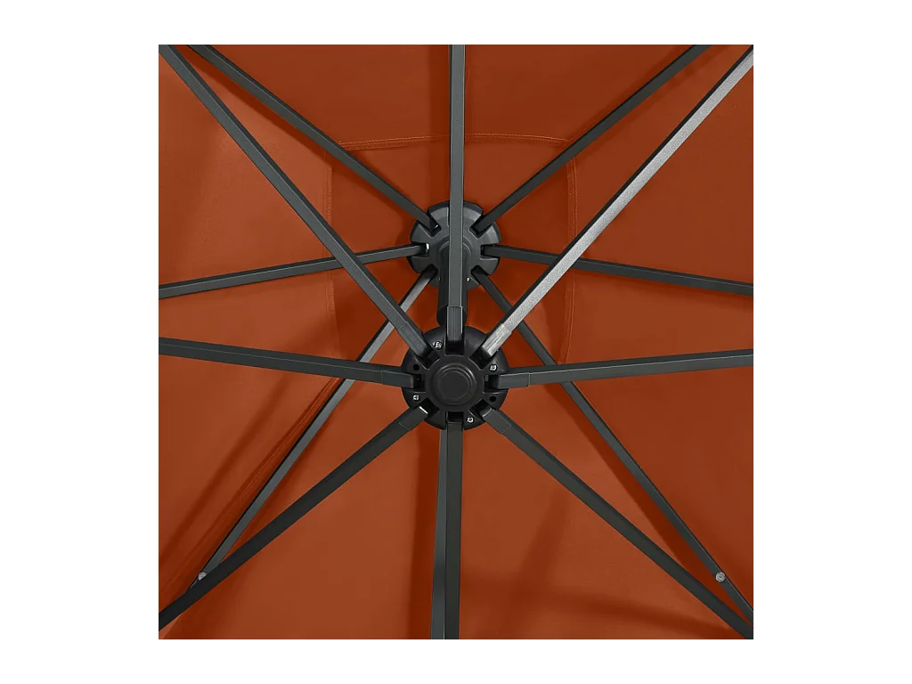 Parasol déporté avec mât et lumières LED Terre cuite 250cm