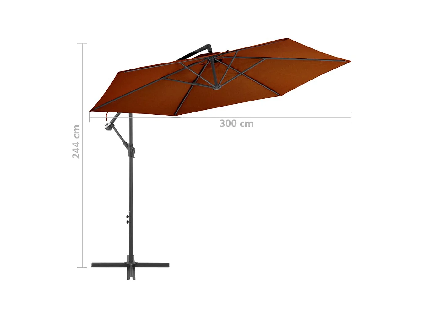 Parasol déporté avec mât en aluminium Terre cuite 300cm 2