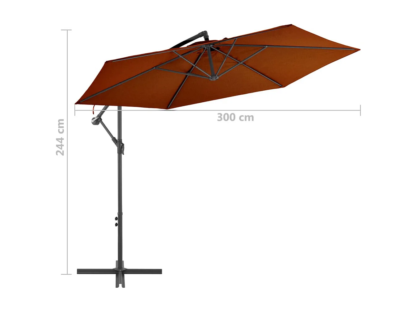 Parasol déporté avec mât en aluminium Terre cuite 300cm 2