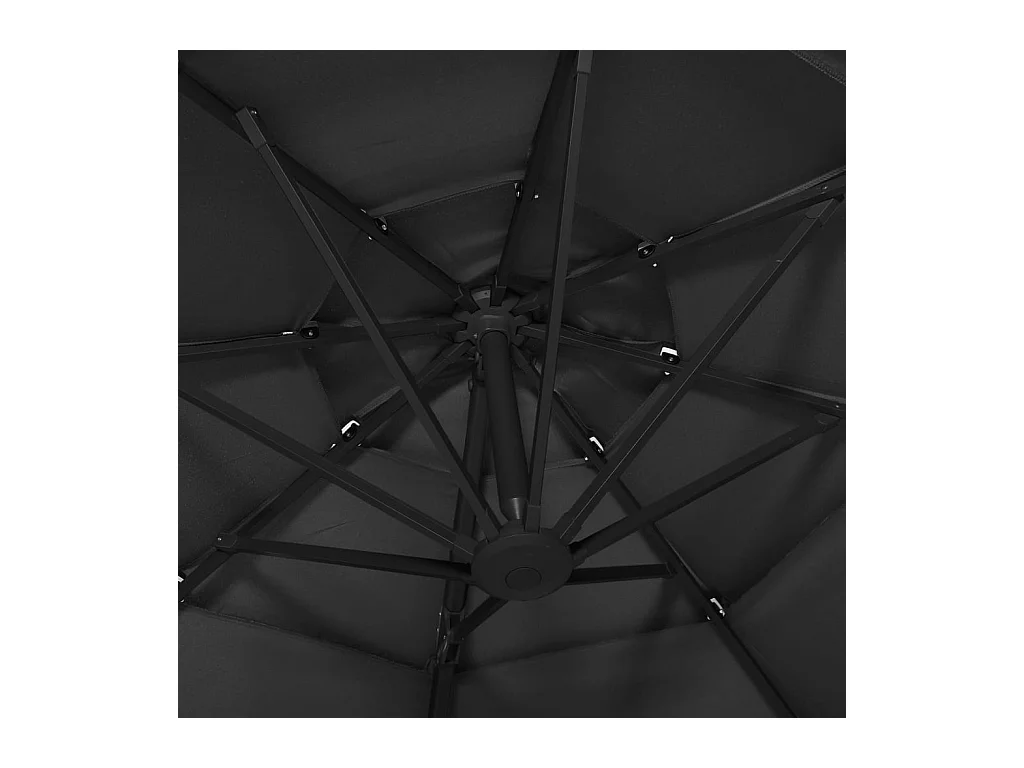 Parasol à 4 niveaux avec mât en aluminium Noir 3x3 m
