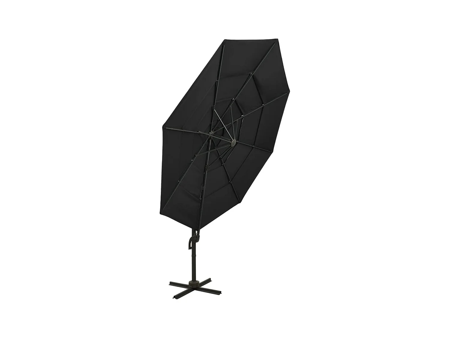 Parasol à 4 niveaux avec mât en aluminium Noir 3x3 m