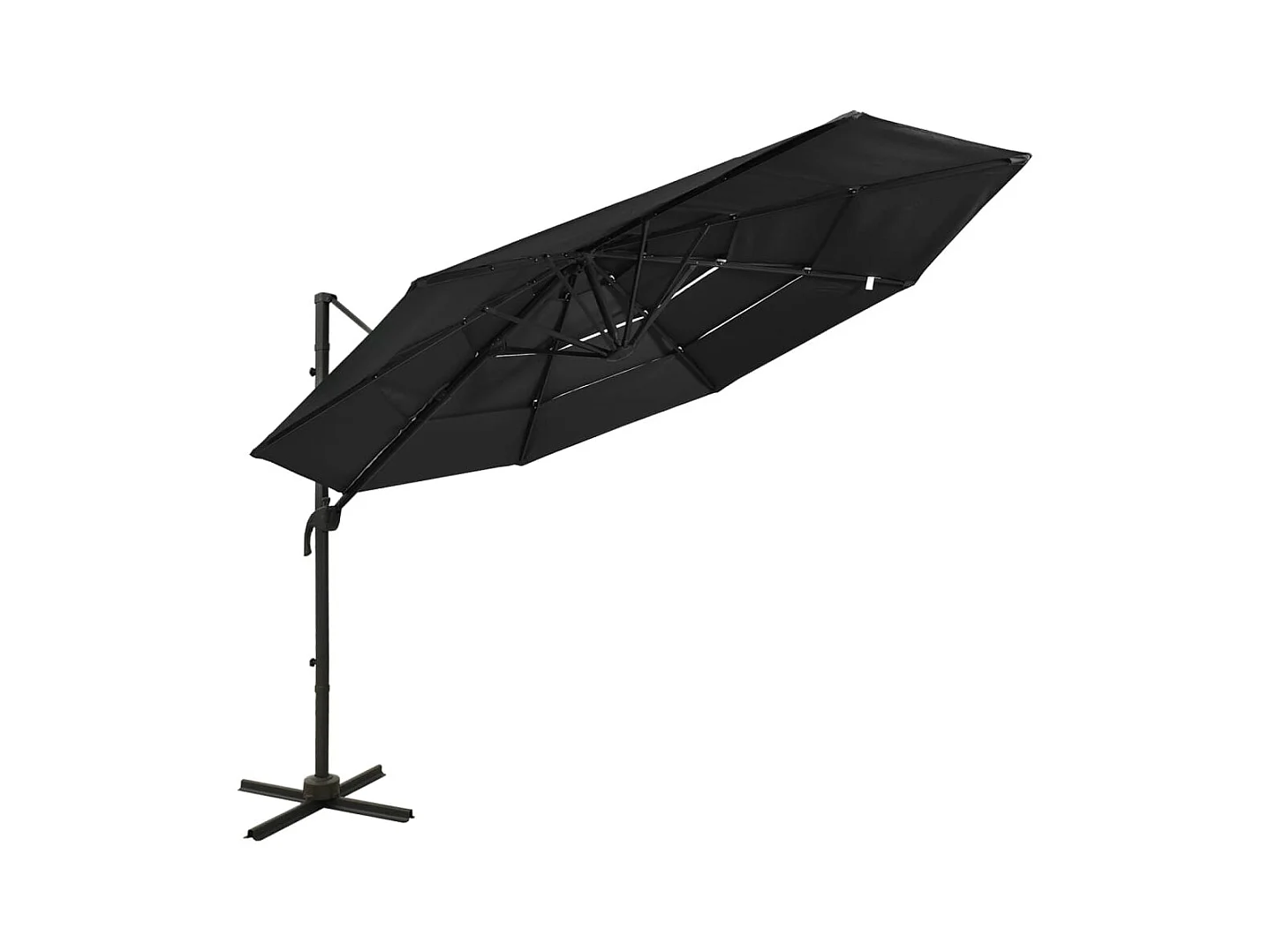 Parasol à 4 niveaux avec mât en aluminium Noir 3x3 m