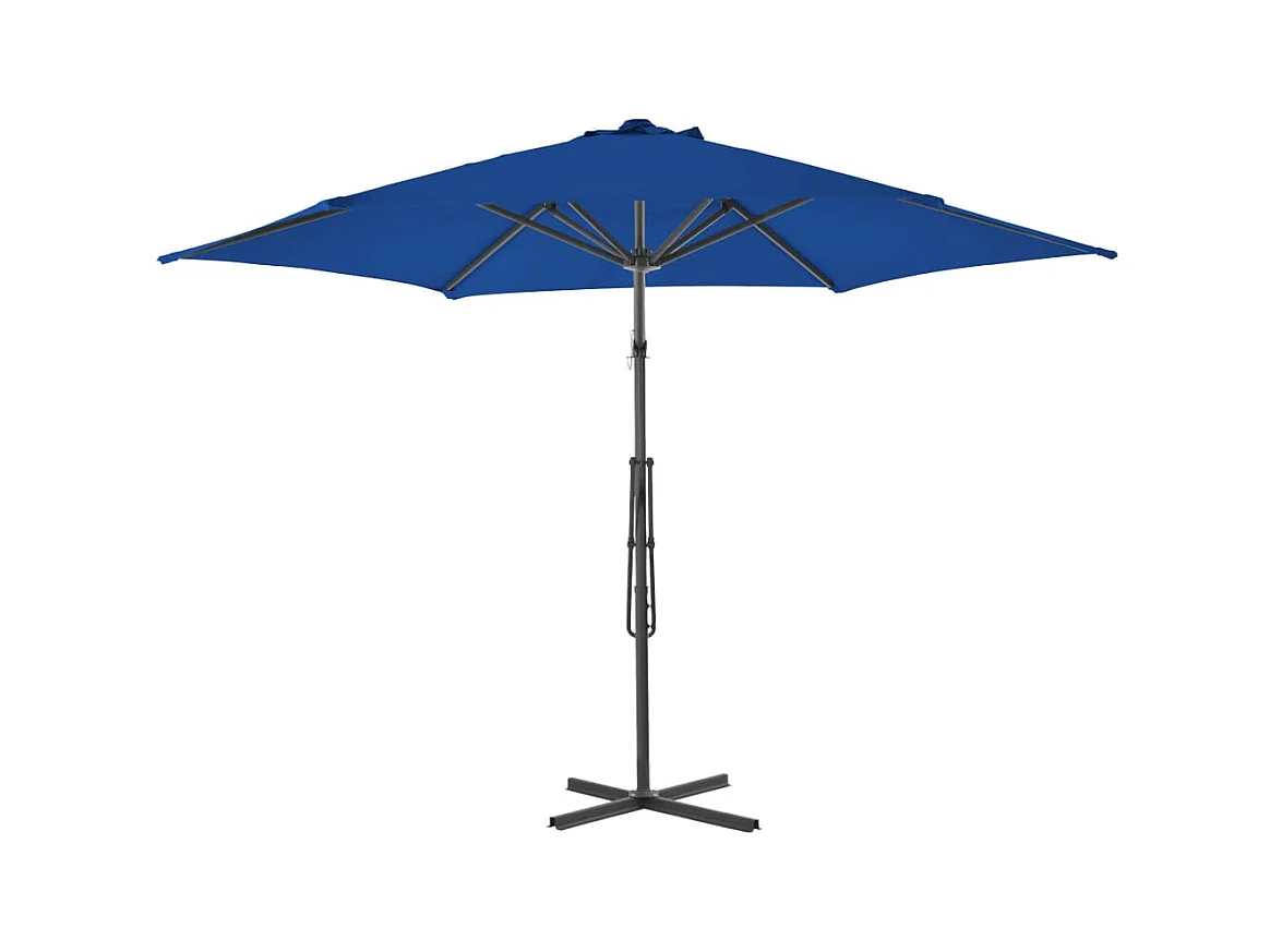 Parasol d'extérieur déporté avec mât en acier Bleu 300x230
