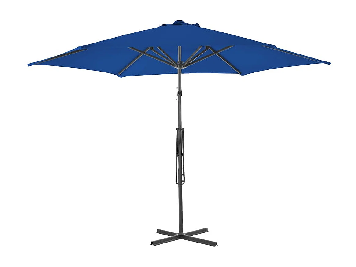 Parasol d'extérieur déporté avec mât en acier Bleu 300x230