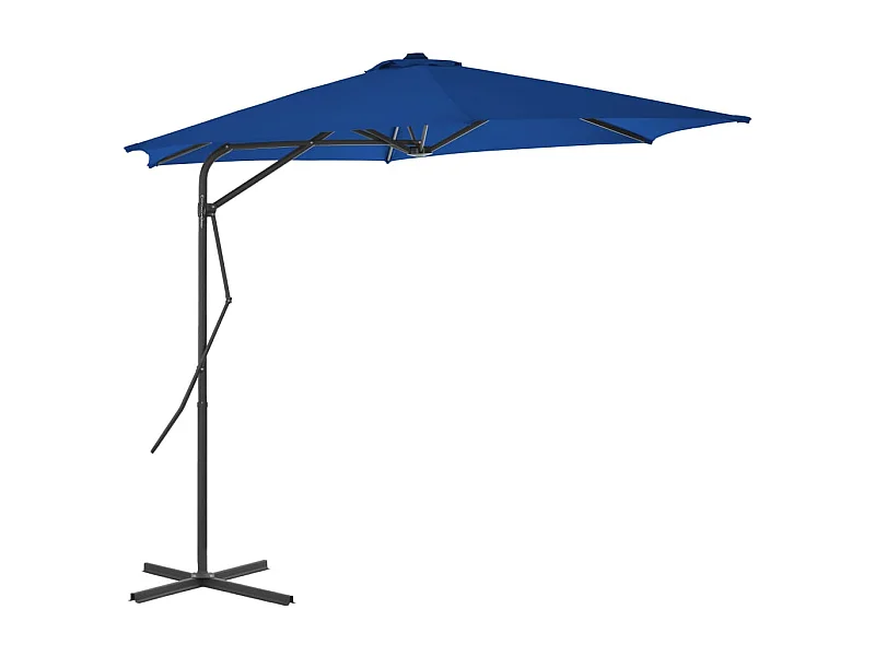 Parasol d'extérieur déporté avec mât en acier Bleu 300x230