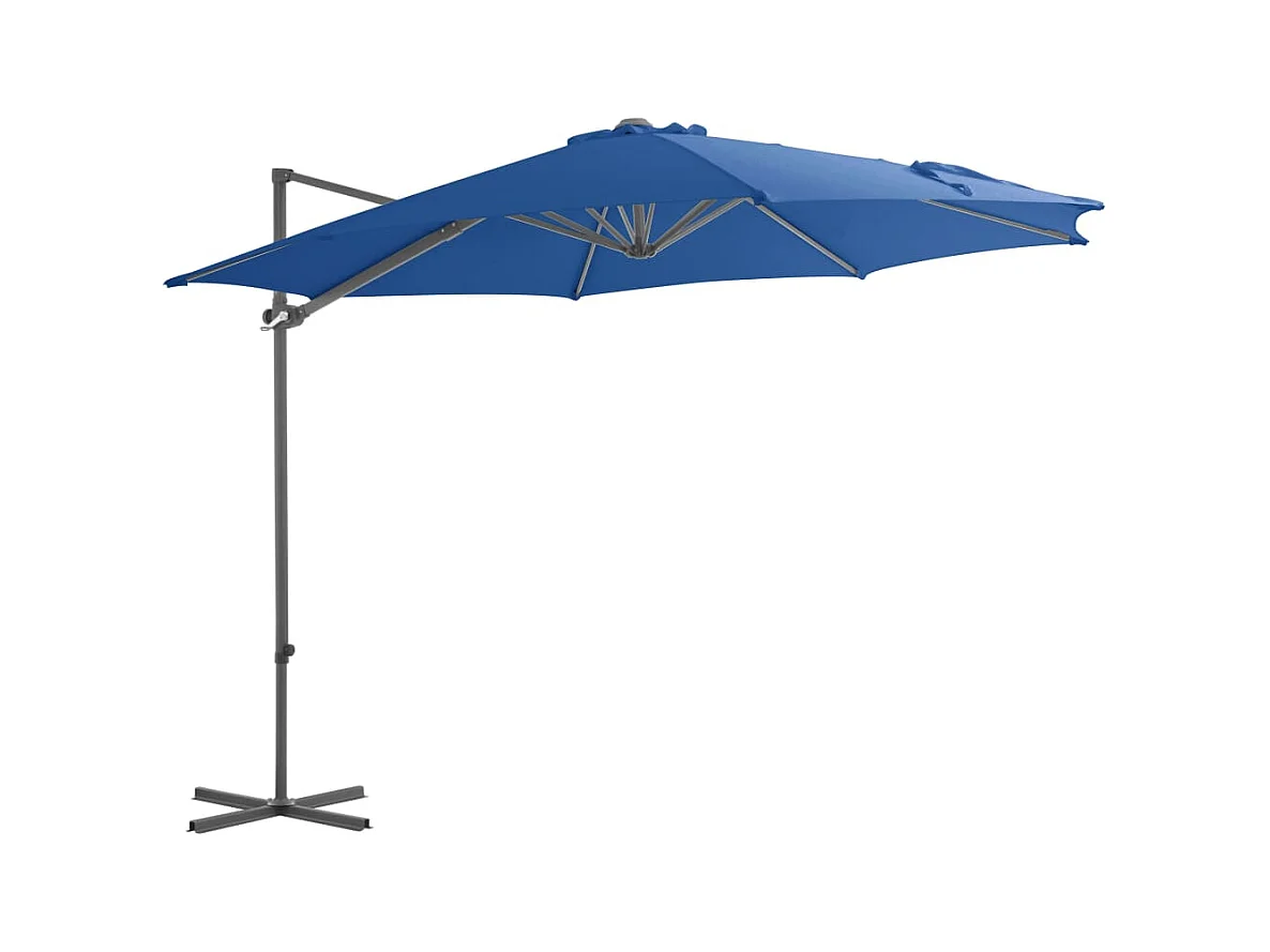Parasol déporté avec mât en acier Bleu azuré 300cm