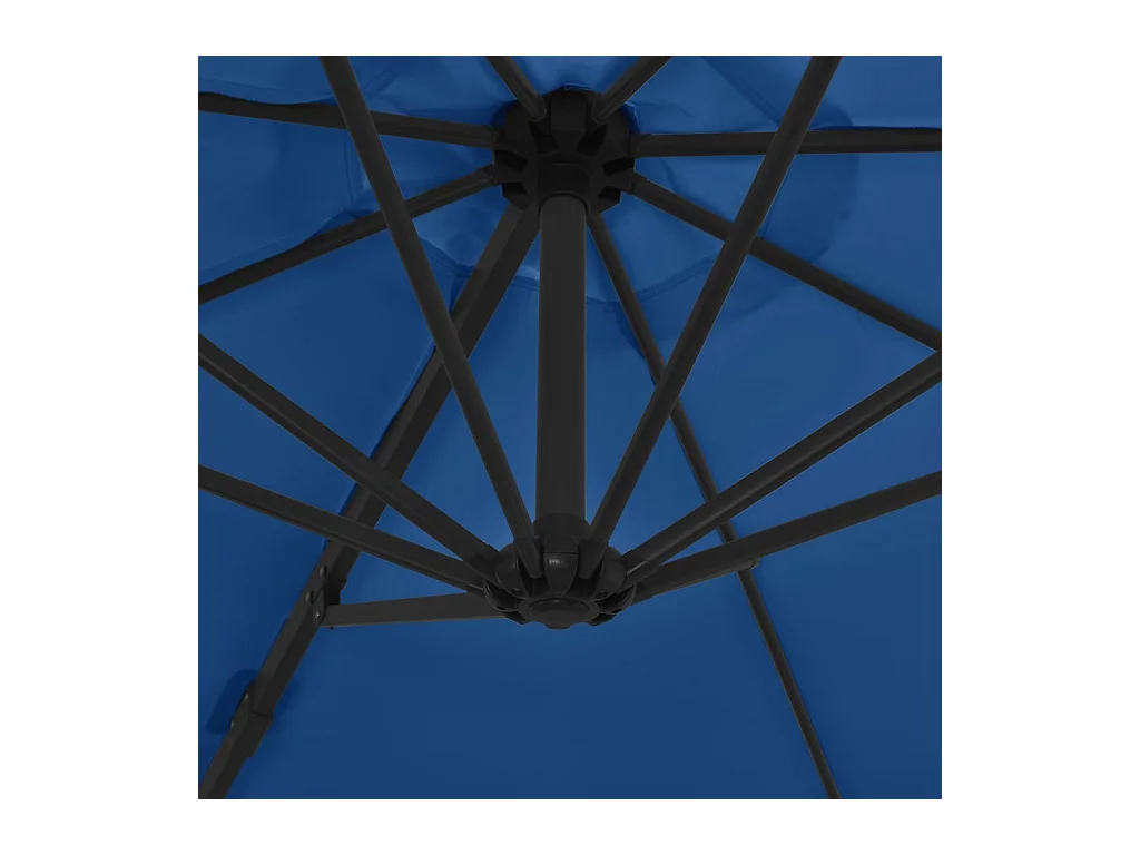 Parasol déporté avec mât en acier Bleu azuré 300cm