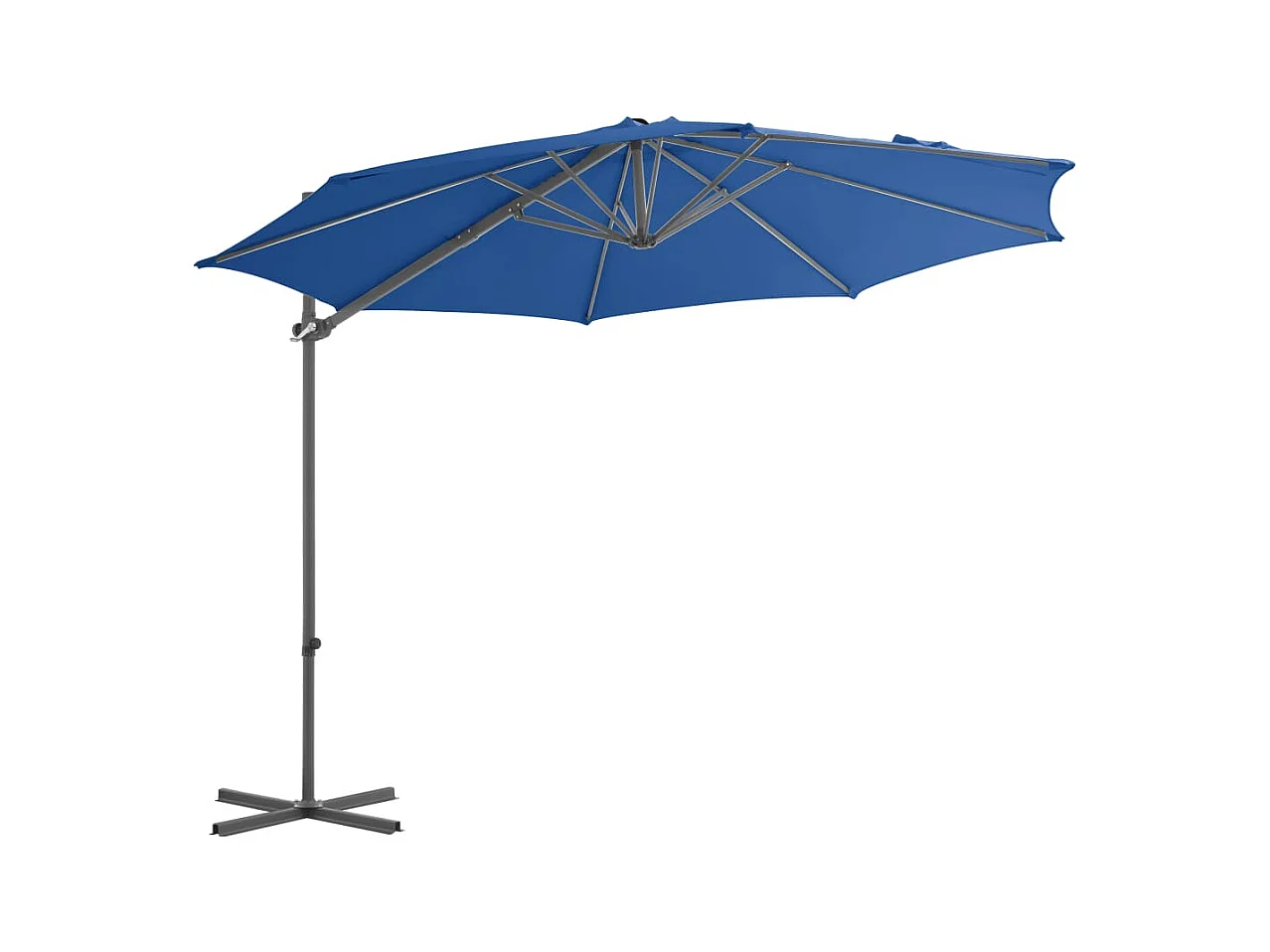 Parasol déporté avec mât en acier Bleu azuré 300cm