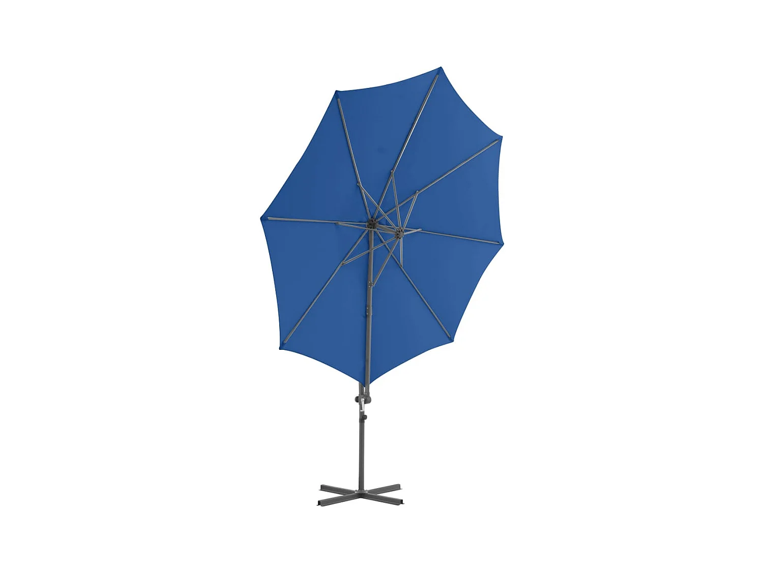 Parasol déporté avec mât en acier Bleu azuré 300cm
