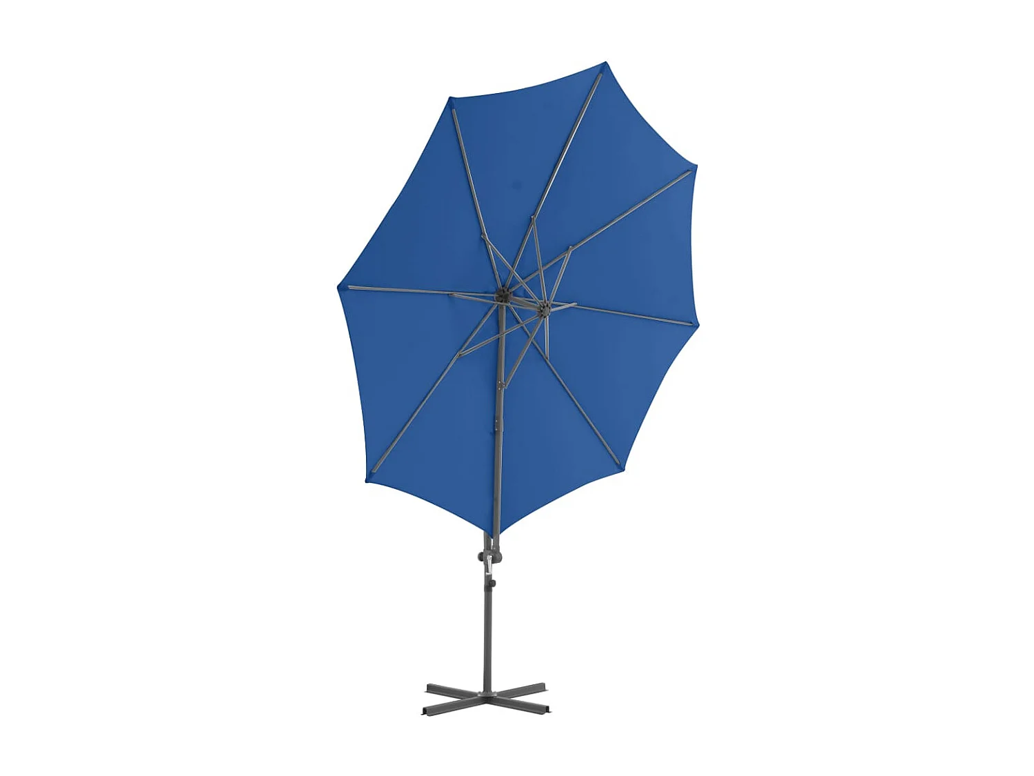 Parasol déporté avec mât en acier Bleu azuré 300cm