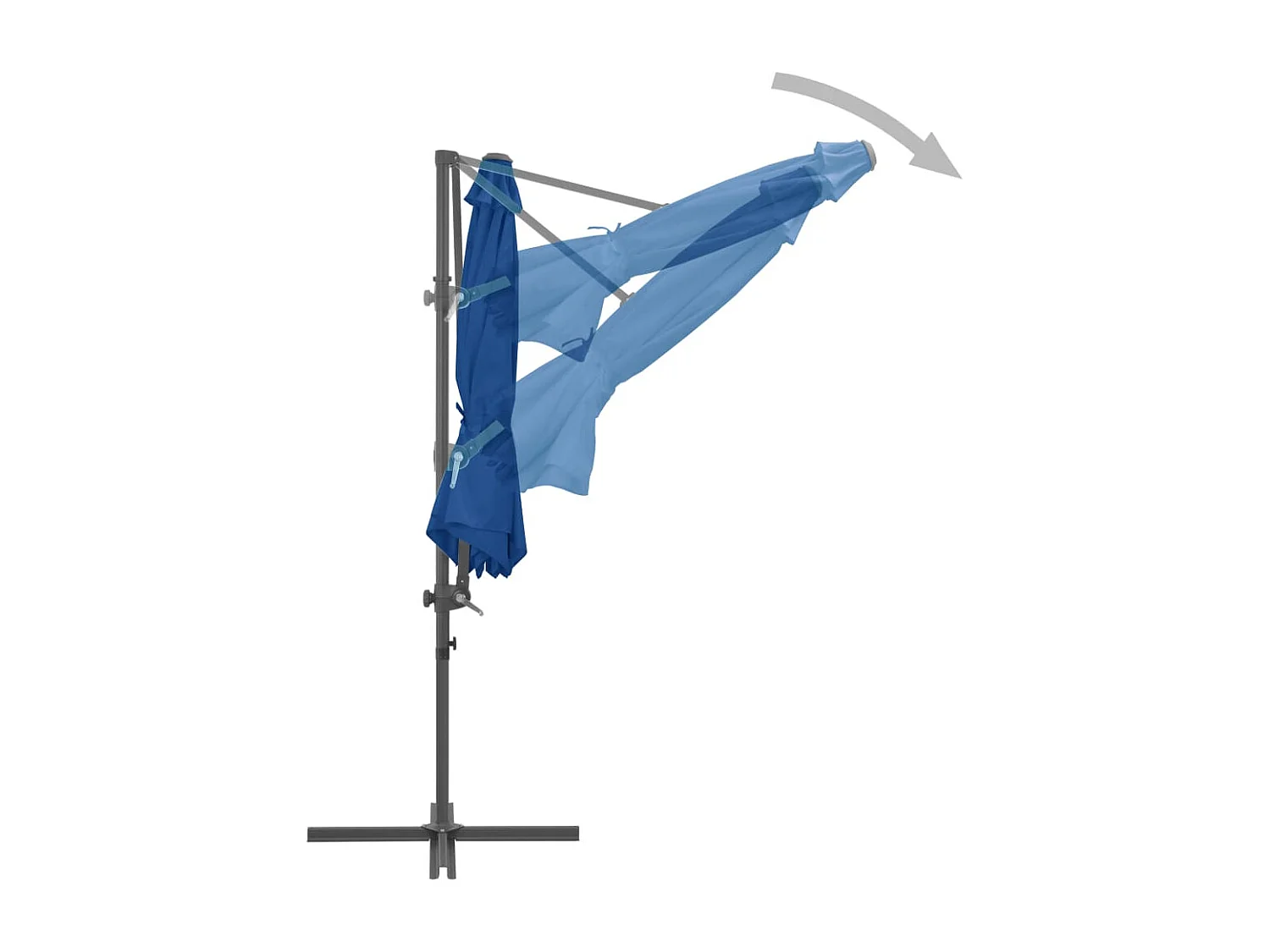 Parasol déporté avec mât en acier Bleu azuré 300cm