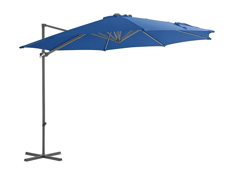 Parasol déporté avec mât en acier Bleu azuré 300cm