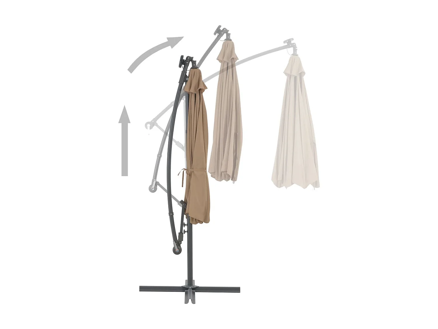 Parasol en porte-à-faux LED et mât en acier 300cm Taupe