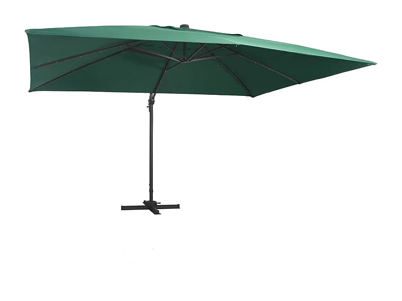 Parasol déporté avec lumières LED Aluminium 400x300 Vert