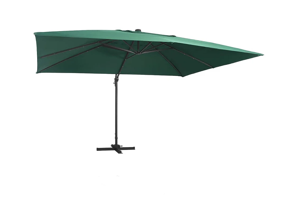 Parasol déporté avec lumières LED Aluminium 400x300 Vert