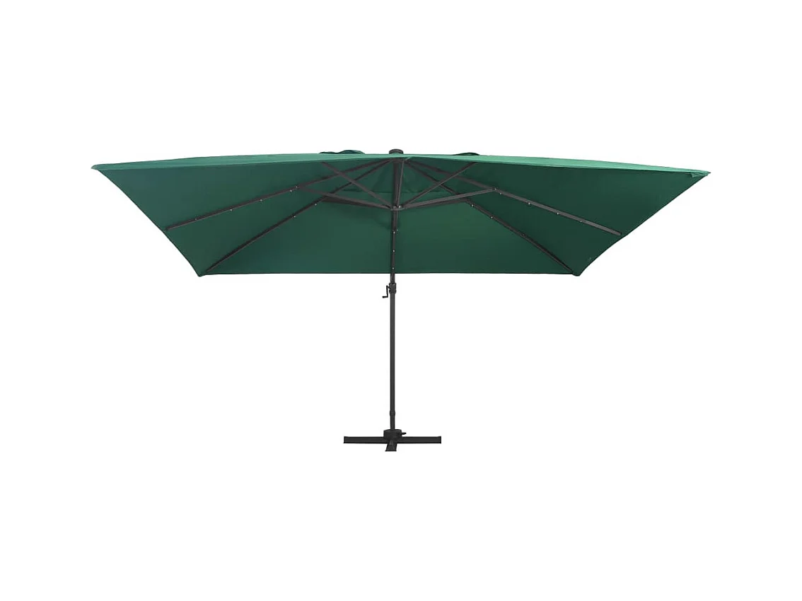 Parasol déporté avec lumières LED Aluminium 400x300 Vert